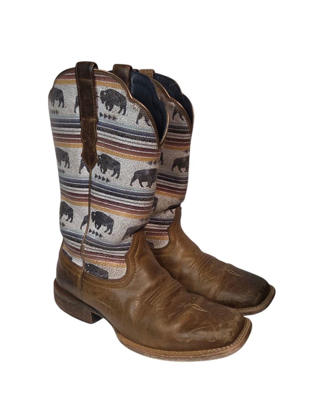 Ariat Circuit Savanna Buffalo Sarape Print Square Toe Boots Sz 9B